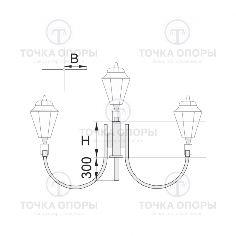 К33-0,6-0,5-0-5 торшерный четырехрожковый кронштейн