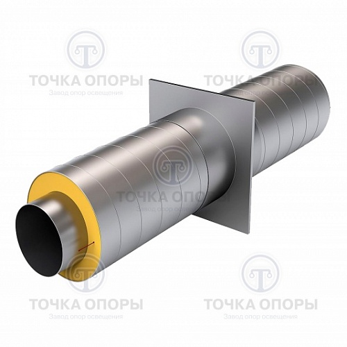 Неподвижная опора трубопроводов в ППУ изоляции с оцинкованной (ОЦ) оболочкой с металлической заглушкой изоляции и выводом кабеля 